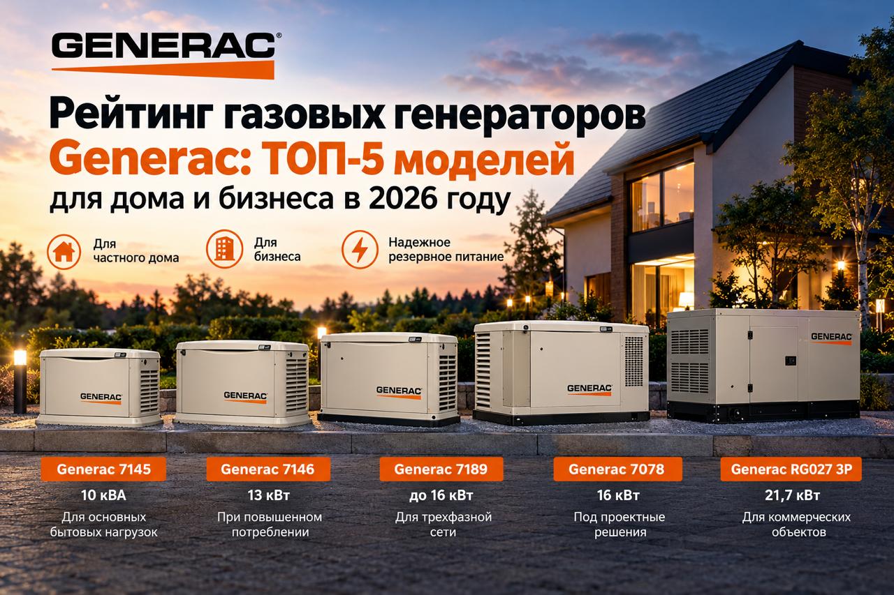 Рейтинг газовых генераторов Generac: ТОП-5 моделей для дома и бизнеса в 2026 году